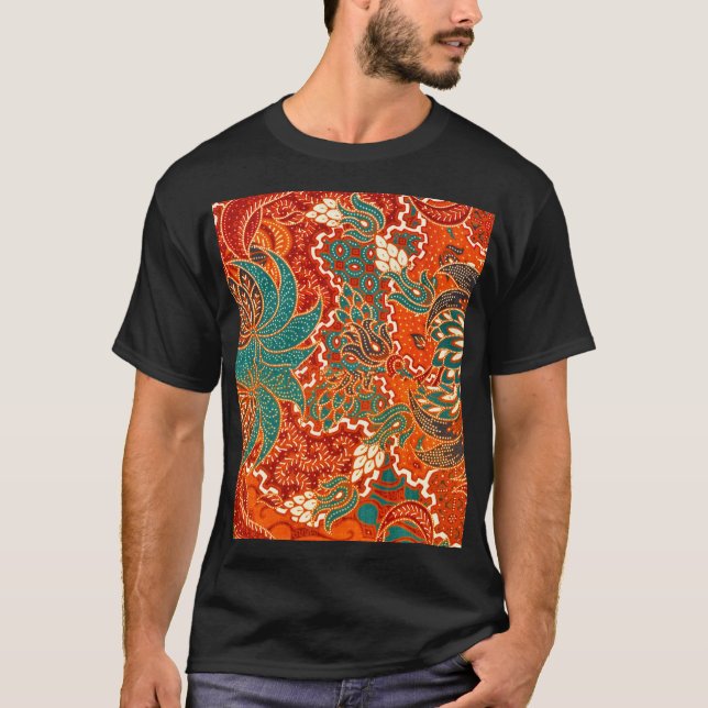 Camiseta Batik Malayo: Hermoso patrón de arte. (Anverso)