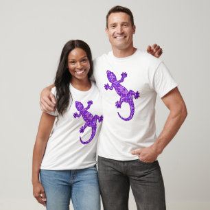 Camiseta batik tribal Gecko - violeta y amatista morado