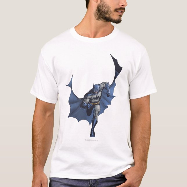 Camiseta Batman corre con una capa voladora (Anverso)
