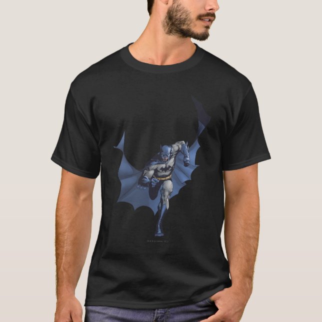 Camiseta Batman corre con una capa voladora (Anverso)