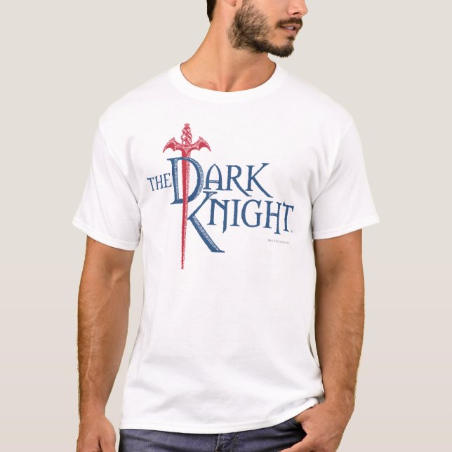 Camiseta Batman Dark Knight | Nombre Logotipo de espada roj (Anverso)