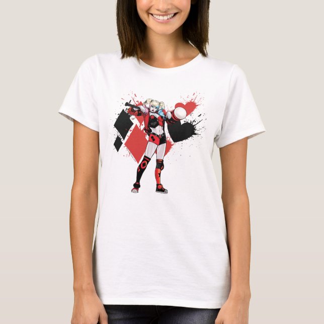 Camiseta Batman | Harley Quinn Hearts & Diamonds Splatter (Anverso)