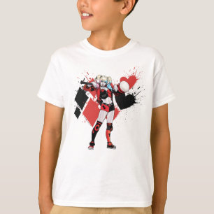 Camiseta Batman   Harley Quinn Hearts & Diamonds Splatter