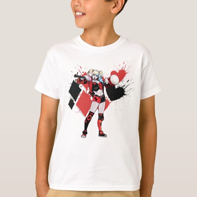 Camiseta Batman | Harley Quinn Hearts & Diamonds Splatter (Anverso)