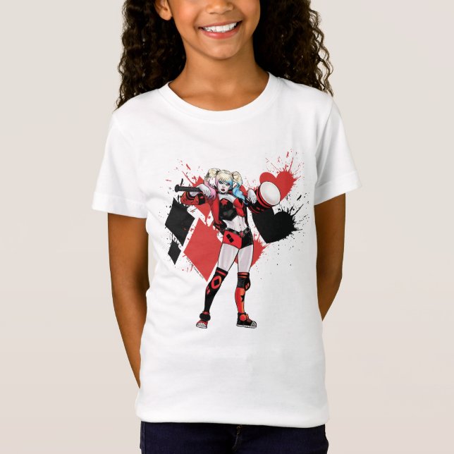 Camiseta Batman | Harley Quinn Hearts & Diamonds Splatter (Anverso)