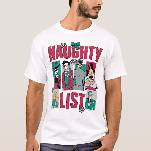 Camiseta Batman | Lista Santa Naughty de los villanos (Anverso)