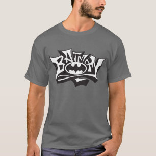 Camiseta Batman   Logotipo de nombre de graffiti