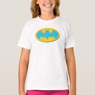 Camiseta Batman Símbolo de franjas cian