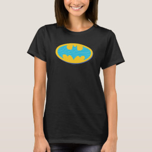 Camiseta Batman   Símbolo de franjas cian