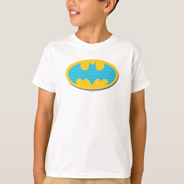 Camiseta Batman | Símbolo de franjas cian (Anverso)