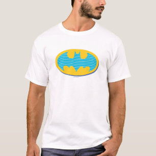 Camiseta Batman   Símbolo de franjas cian