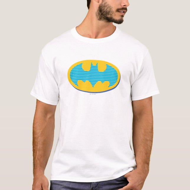 Camiseta Batman | Símbolo de franjas cian (Anverso)