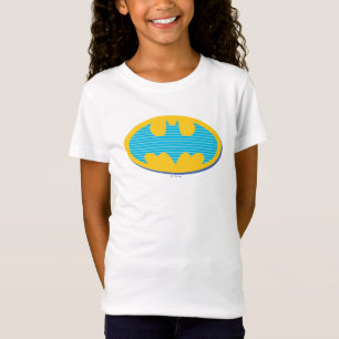 Camiseta Batman   Símbolo de franjas cian