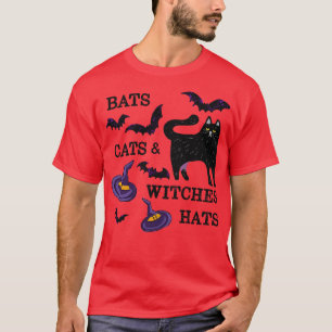 Camiseta Bats Cats Witch Gorras
