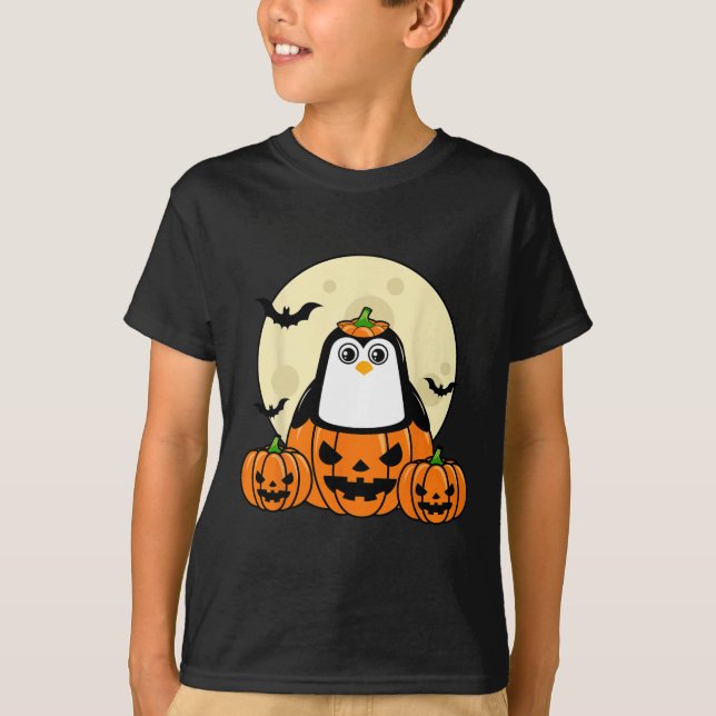 Camiseta Bats de la luna de calabaza de pingüino disfrazar  (Anverso)