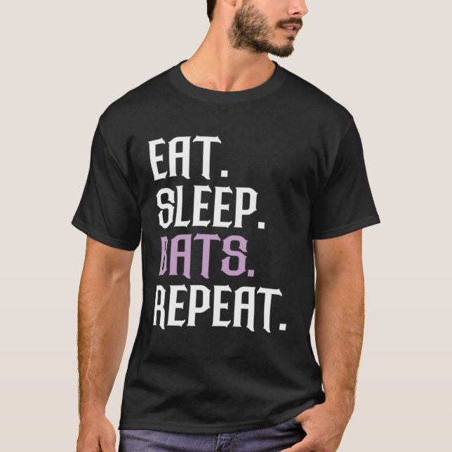 Camiseta Bats Eat Sleep Bat  Animal Bat (Anverso)