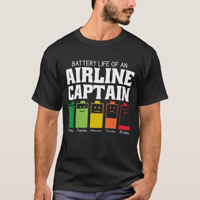 Camiseta Battery Life Of An Airline Captain (Anverso)