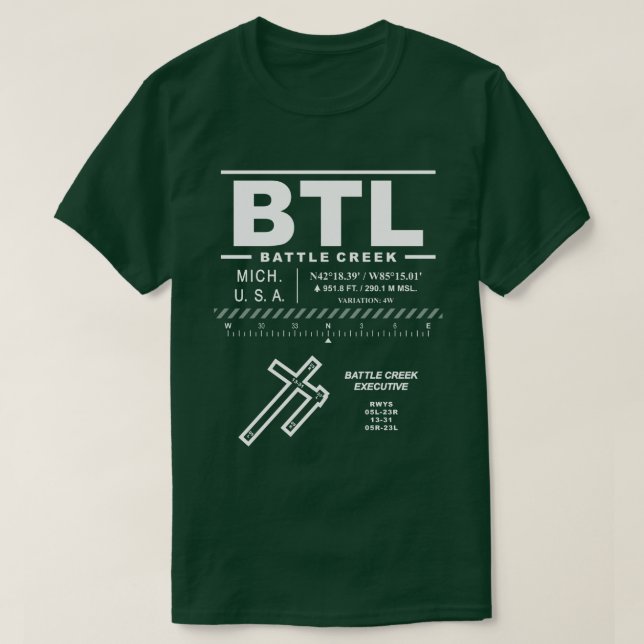 Camiseta Battle Creek Executive Airport BTL T-Shirt (Diseño del anverso)