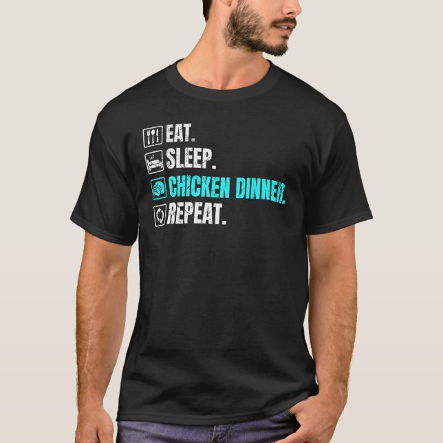 Camiseta Battle Royale Eat Sleep Chicken Dinner Repeat Men  (Anverso)