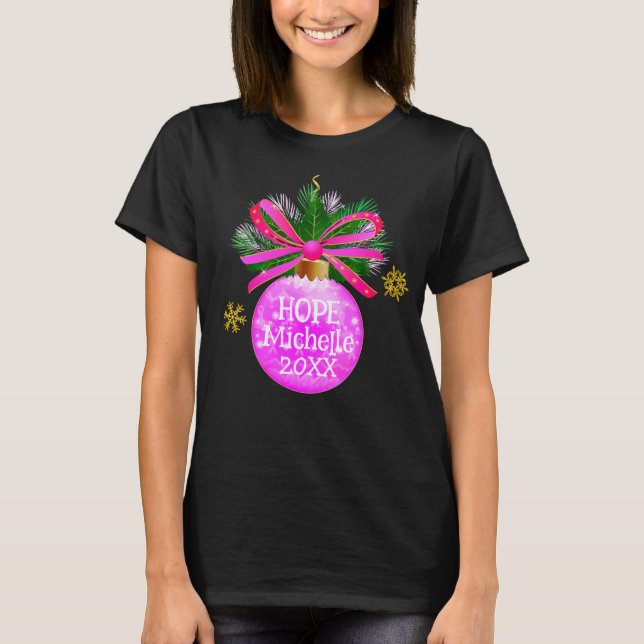 Camiseta Bauble de cinta rosa único (Anverso)