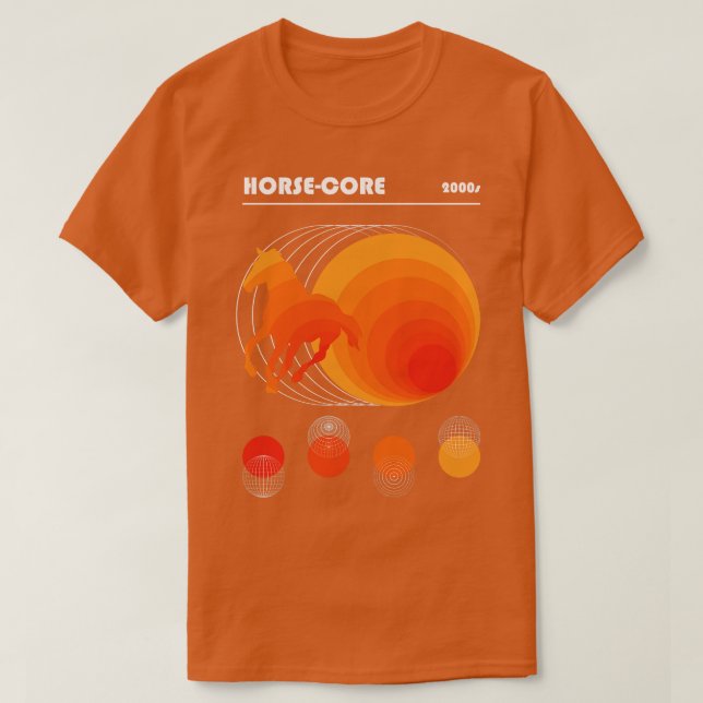 Camiseta Bauhaus Naranja de núcleo de caballos en blanco (Diseño del anverso)