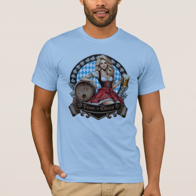 Camiseta Bavarian Festivals blondes Dirndl mit Prost Cheers (Anverso)