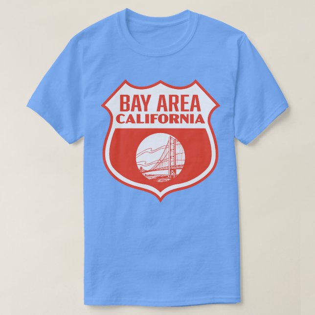 Camiseta Bay Area California Retro Shield en blanco sobre r (Diseño del anverso)