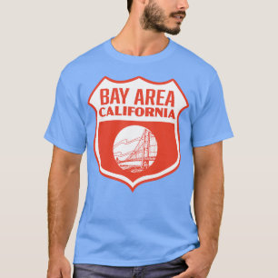 Camiseta Bay Area California Retro Shield en blanco sobre r