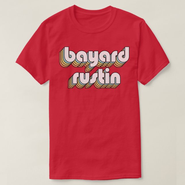Camiseta Bayard Rustin estilo de escritura arcoiris retro (Diseño del anverso)