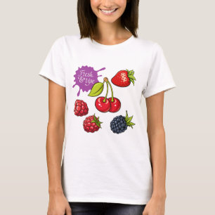 Camiseta Bayas rojas frescas y cerezas