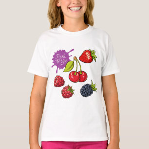 Camiseta Bayas rojas frescas y cerezas