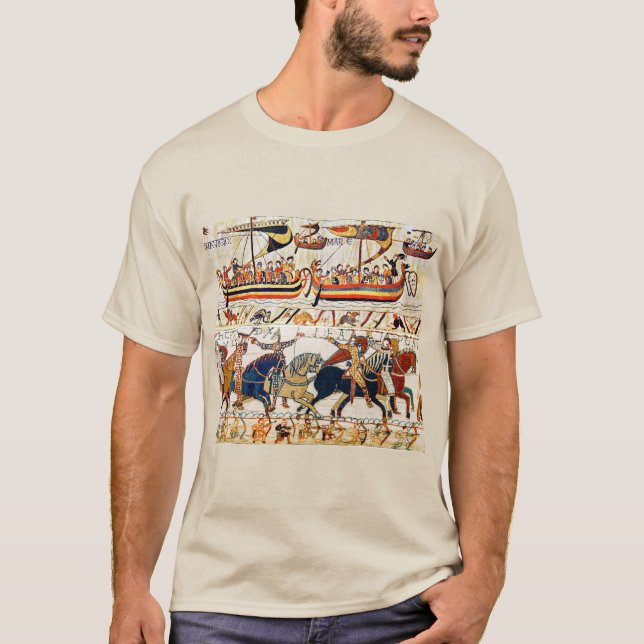 CAMISETA BAYEUX TAPESTRY NORMAN KNIGHTS, VIVIENDO BARCOS, A (Anverso)