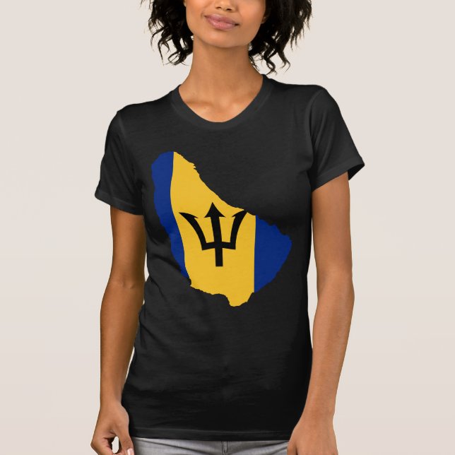 Camiseta BB del mapa de la bandera de Barbados (Anverso)