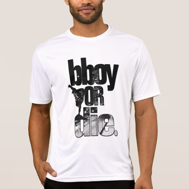 Camiseta bboy o muera con el fondo de la ciudad (Anverso)
