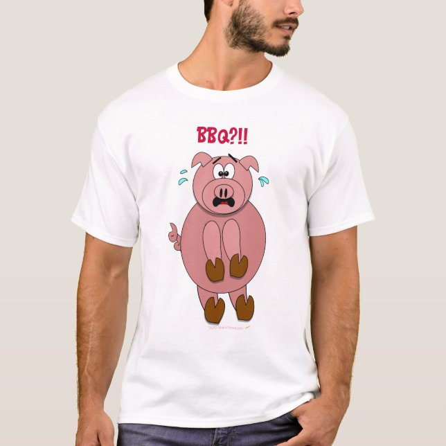 Camiseta ¡Bbq asustado del cerdo del dibujo animado?! (Anverso)