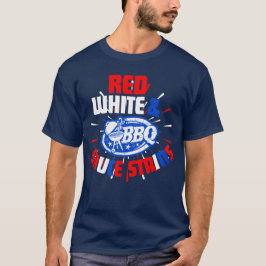 Camiseta BBQ Bliss: Where Red, White, and Sauce Stains Meet