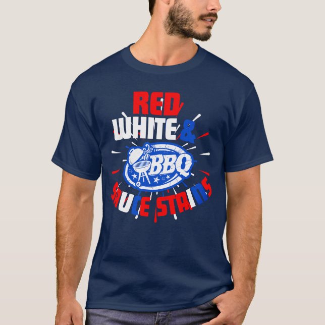 Camiseta BBQ Bliss: Where Red, White, and Sauce Stains Meet (Anverso)
