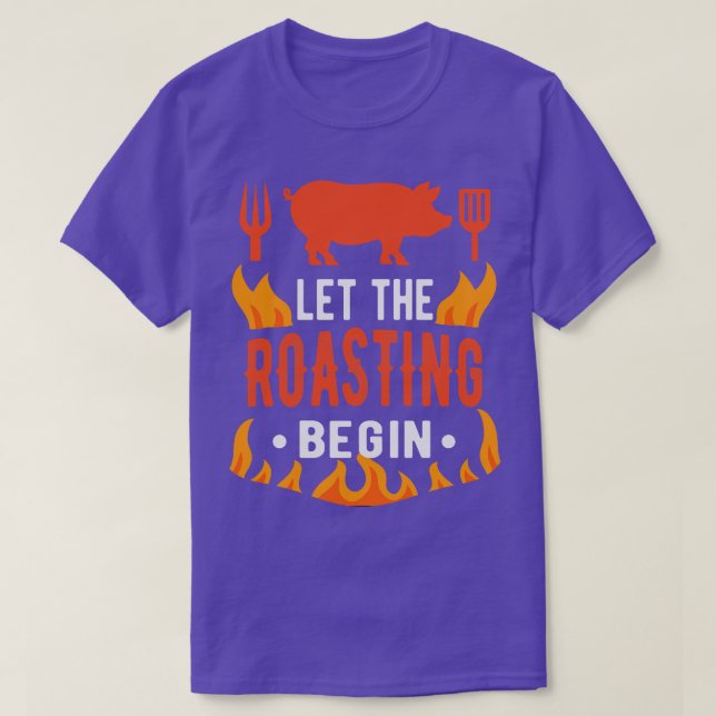 Camiseta BBQ Dejar que el ayuno comience asado parrilladas (Diseño del anverso)