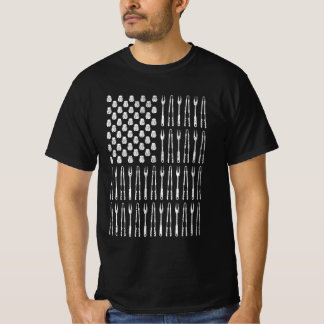Camiseta BBQ Grilling Barbacoa Bandera Americana Estados Un