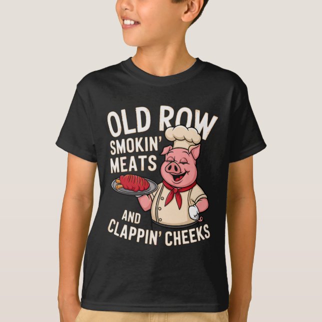 Camiseta Bbq Old Row Smoking Meats And Clappin Cheeks 1  (Anverso)