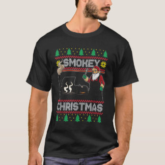 Camiseta BBQ Santa Grilling Roast Sobre Fumadores