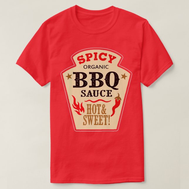 Camiseta Bbq Sauce Hot Spicy Grill Ketchup Barbeque Hallowe (Diseño del anverso)