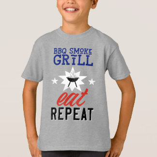 Camiseta BBQ Smoke Grill come REPEAT vintage rústico