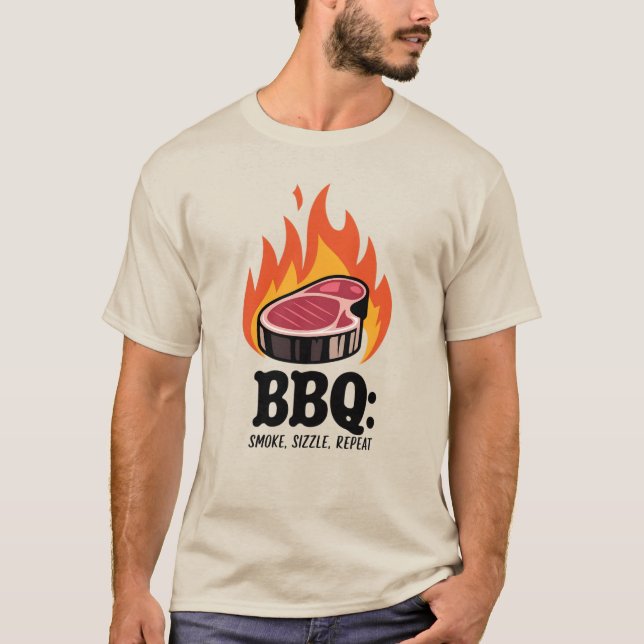 Camiseta BBQ: Smoke, Sizzle, Repetir (Anverso)