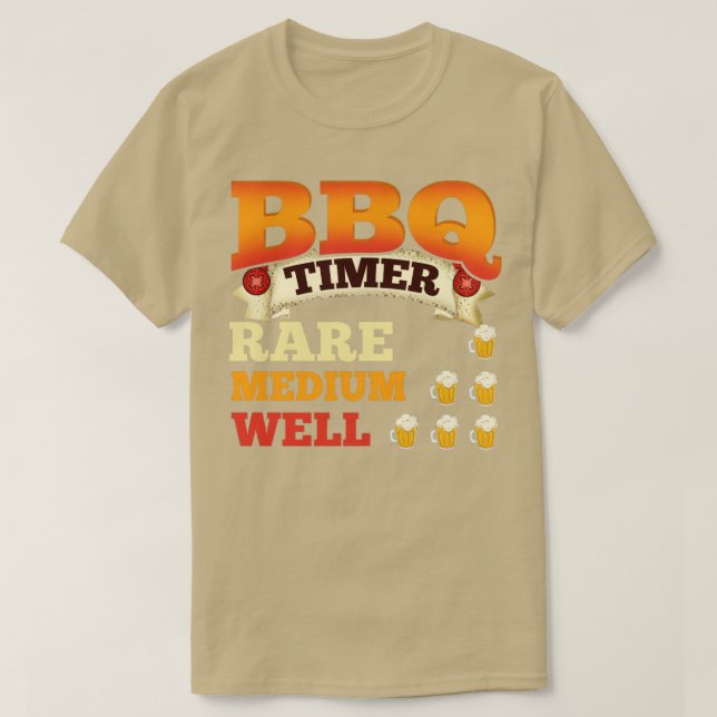 Camiseta BBQ Timer Barbecue Cerveza Beer Grilling (Diseño del anverso)