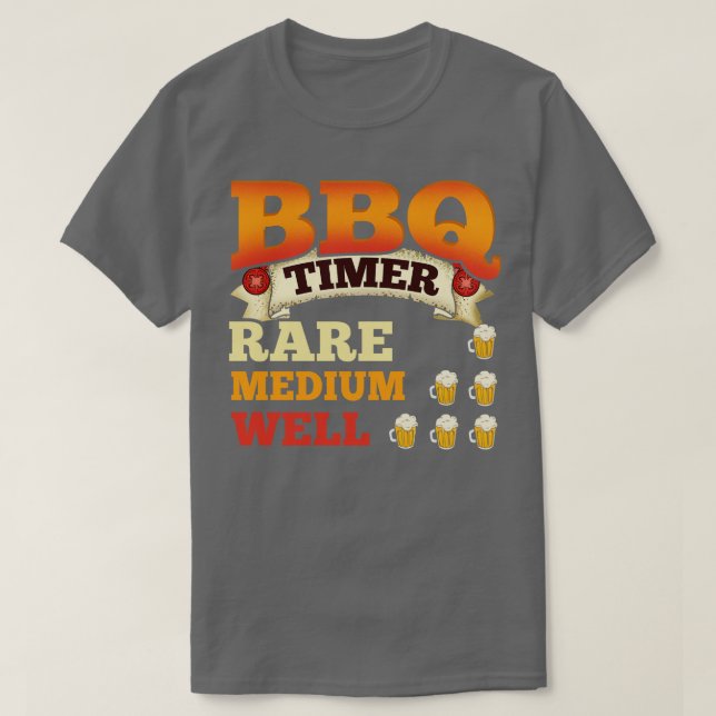 Camiseta BBQ Timer Barbecue Cerveza Beer Grilling (Diseño del anverso)