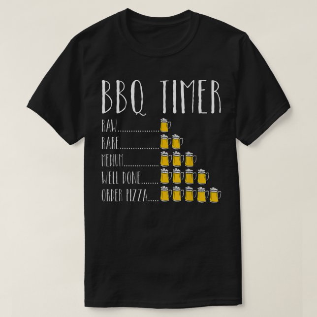 Camiseta BBQ Timer Beer Being Funny Grilling T-Shirt (Diseño del anverso)