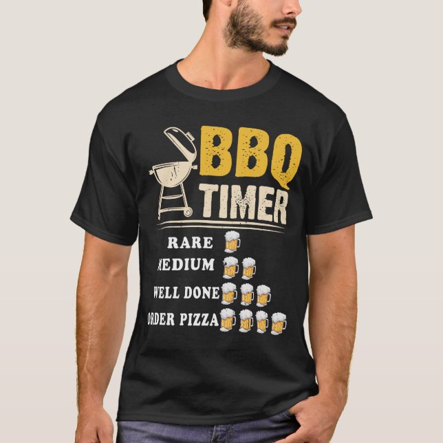 Camiseta Bbq Timer Flag Funny Barbecue Grill 4th July Dad  (Anverso)