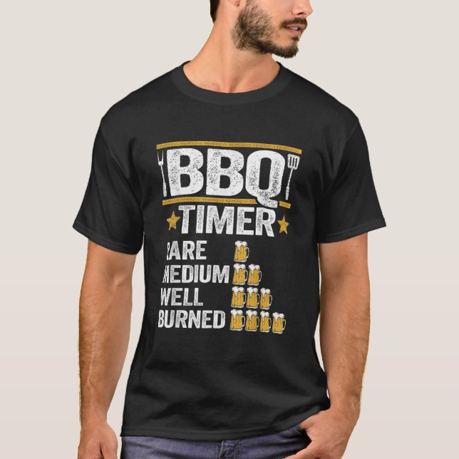 Camiseta BBQ Timer Grilling Barbacoa Fumar carne Graciosa C (Anverso)