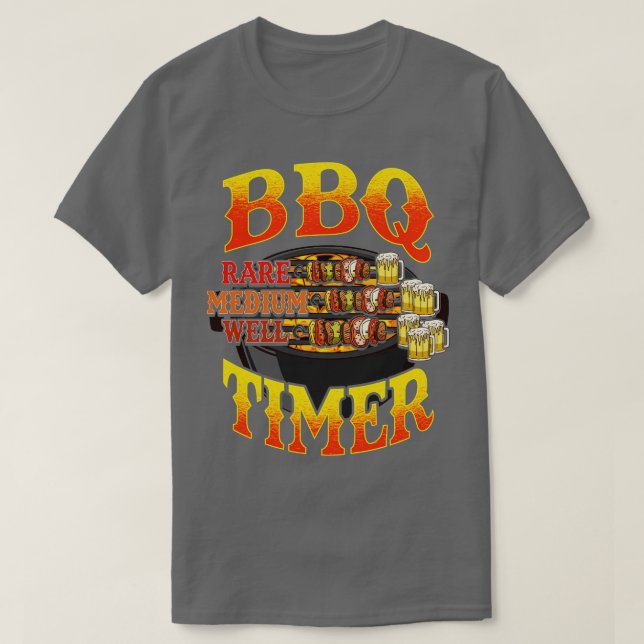 Camiseta BBQ Timer Grilling Grill Master Beer Humo (Diseño del anverso)